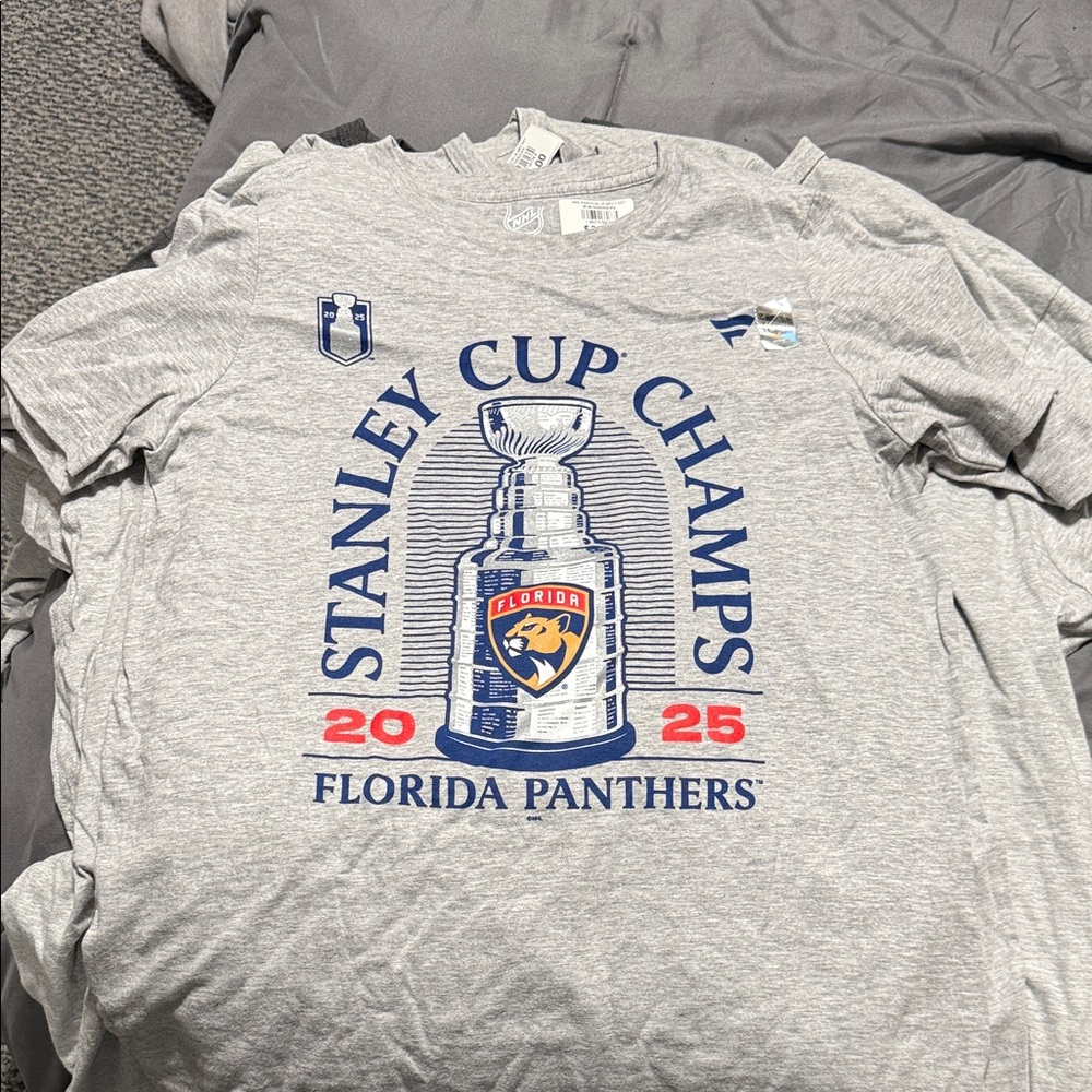 Fanatics Gray Florida Panthers Stanley Cup Champs Tee